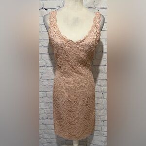 80s/90s Vintage Expo Nite Light Pink Lace Body Con Dress Size 10